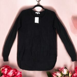 Madewell Women’s Black Waffle Knit Crew Neck Hi Low Sweater Long Sleeve XS